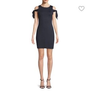 NWT Susana Monaco Greta Midnight Navy Women Small Tie Cold Shoulder Mini Dress